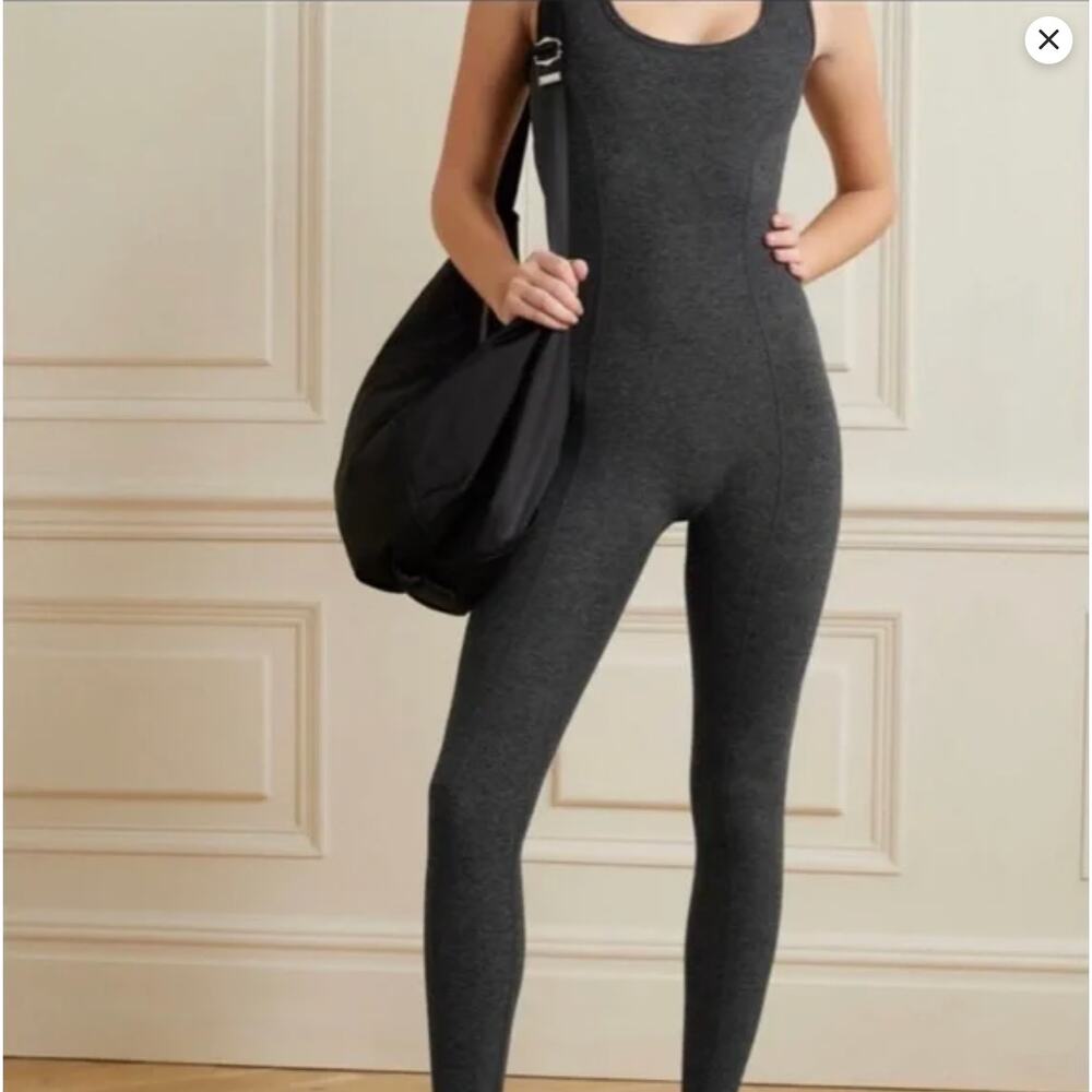 Year of Ours Cross Back Jumpsuit Dark Heather Gray Size L NWOT-made in USA